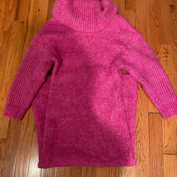 Zara Vibrant Pink Cowl Neck Sweater Dress - Picture 3 of 8